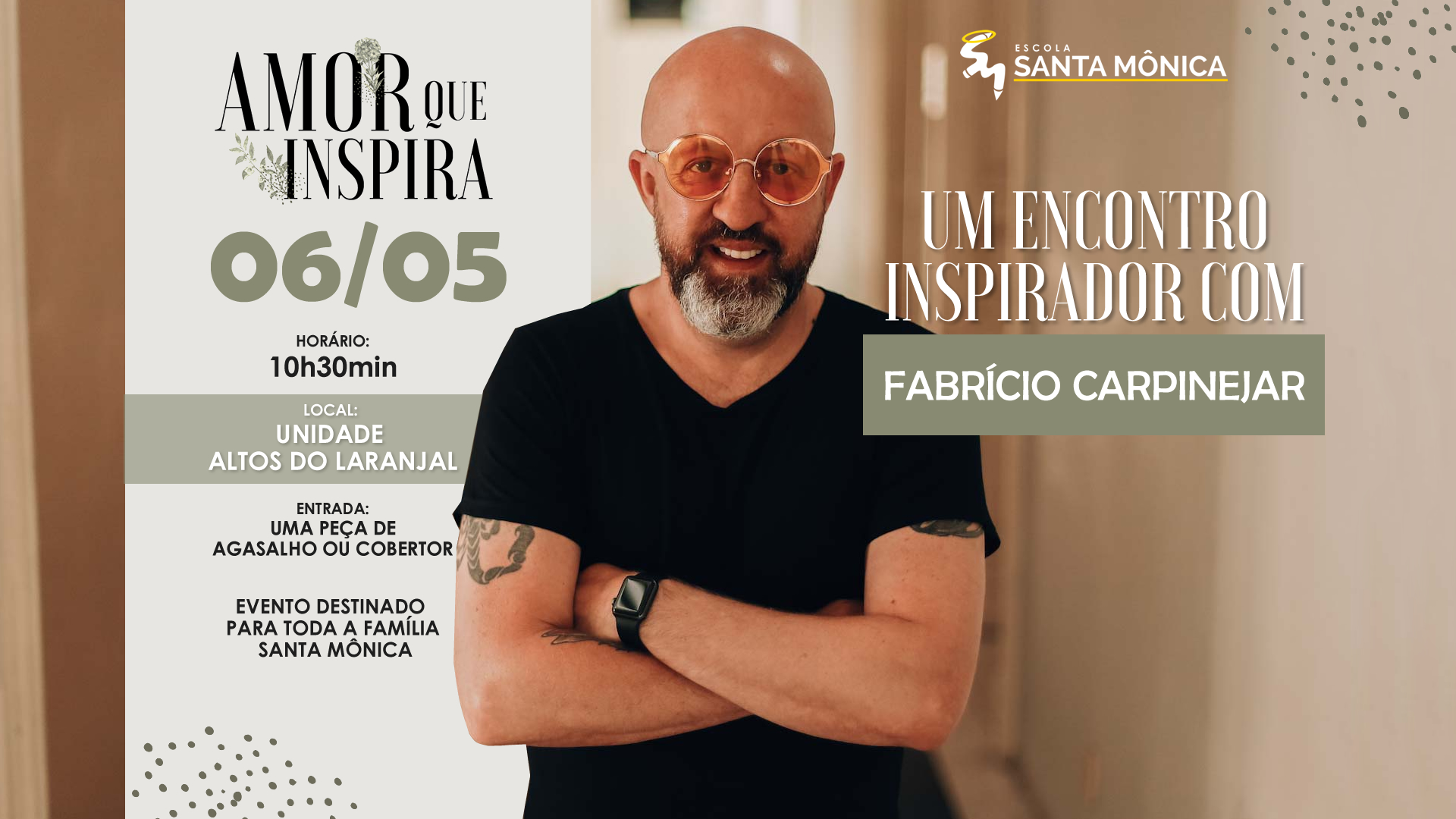 Escola Santa Mônica traz a Pelotas o escritor, cronista e jornalista Fabrício Carpinejar